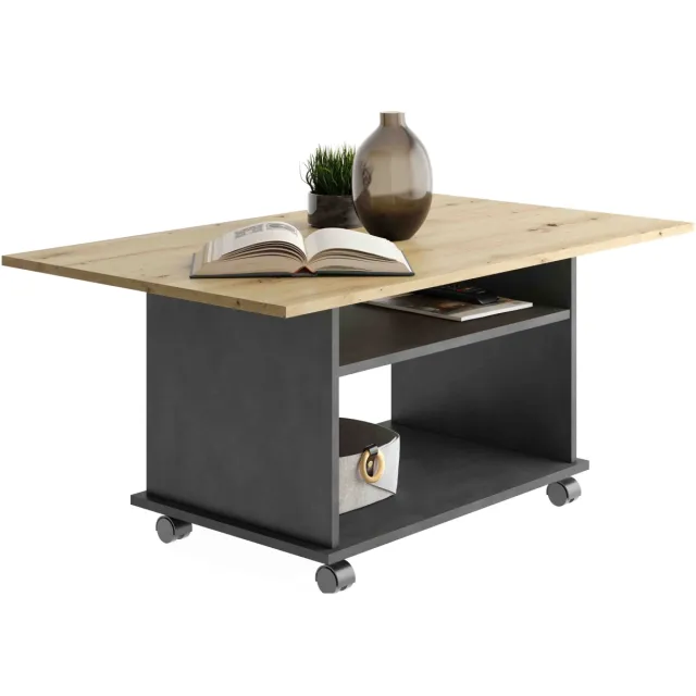 Salontafel Louisiana artisan eiken grijs Bruin | Grijs