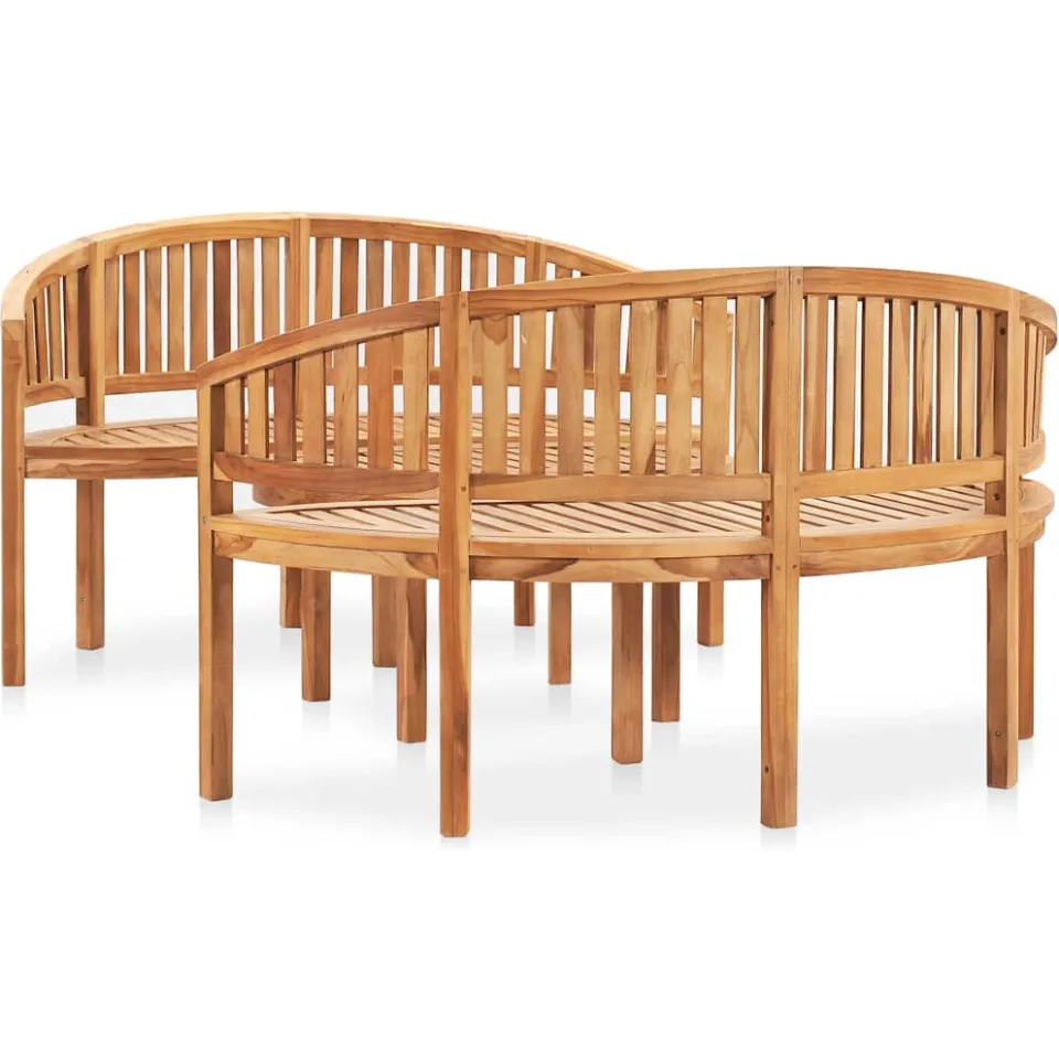 vidaXL 3-delige Loungeset banaanvormig massief teakhout bruin, foto 2