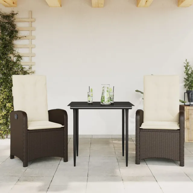 vidaXL 3-delige Tuinset met kussens poly rattan bruin, foto 2