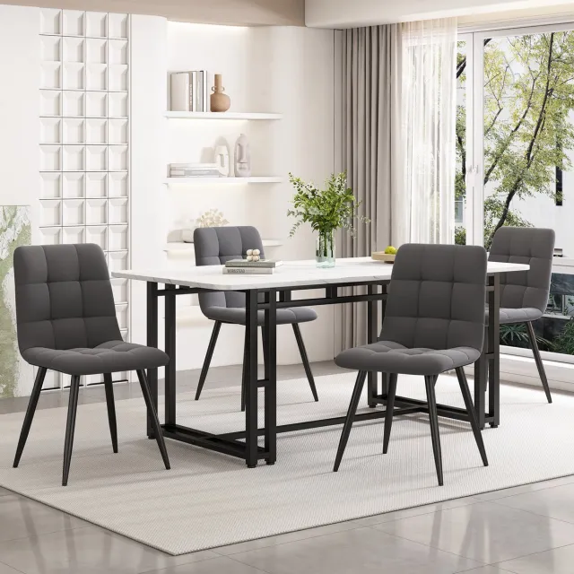 MEUNIQ rechthoekige eettafel 140 x 80 cm met zwart metalen frame en wit MDF tafelblad, modern voor eetkamer en woonkamer Zwart/Wit