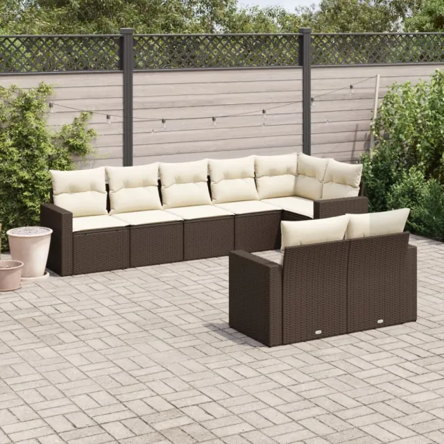 vidaXL 8-delige Loungeset met kussens poly rattan bruin, foto 2