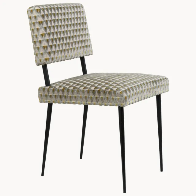 GUBI Fluwelen eetkamerstoel M-Chair Beige, Grijs, Goudkleurig