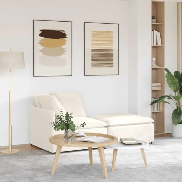 vidaXL Modulaire bank met voetenbank&kussens gekrulde wolachtige stof Crème