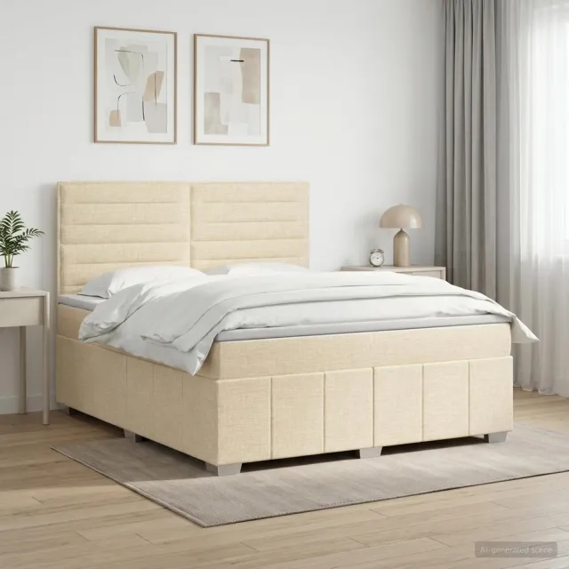vidaXL Boxspringbed met matras Crèmekleurig 140 x 200 cm Stof