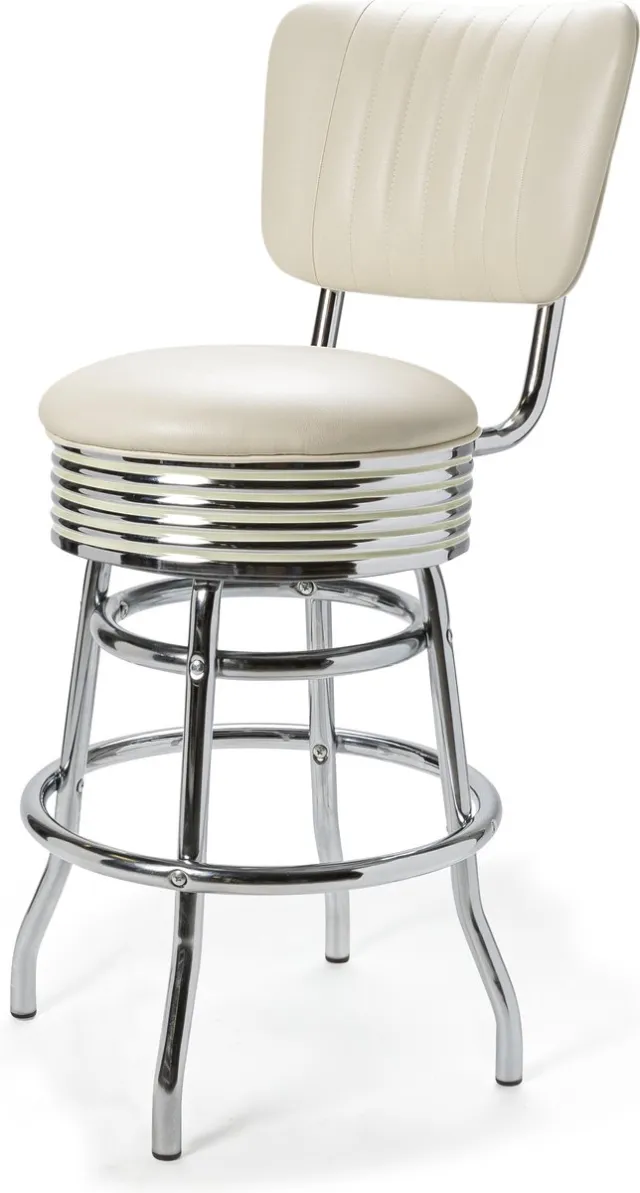 Bel Air Furniture Bel Air Retro Barkruk BS-29-66-CB Off White wit
