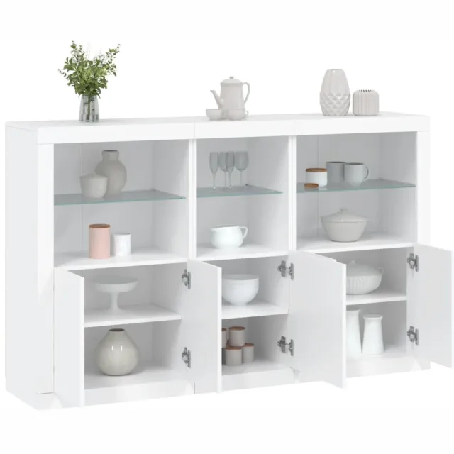 vidaXL Dressoir met LED-verlichting 162x37x100 cm wit