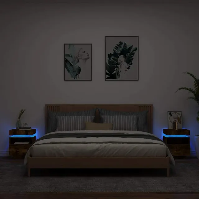 vidaXL Nachtkastjes met LED 2 st 40x39x48,5 cm gerookt eikenkleurig, foto 2