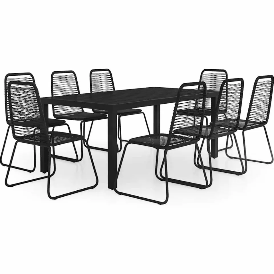 vidaXL 9-delige Tuinset PVC-rattan zwart, foto 4