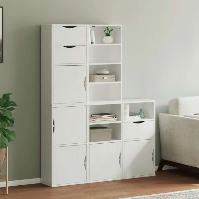 vidaXL Bijzetkasten 5 st ODDA 40x24x79 cm massief grenenhout wit, foto 2