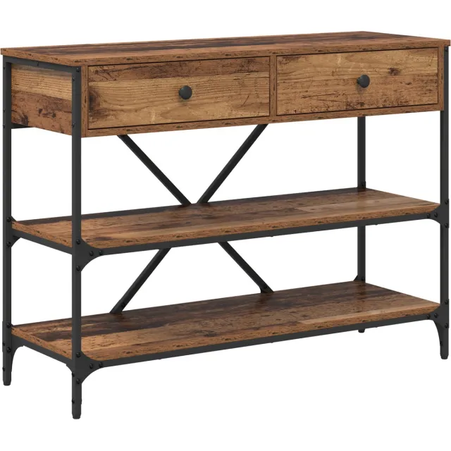 vidaXL Wandtafel - met - lade - met - plank - Bruin - 100 - x - 34,5 - x - 75 - cm - Hout