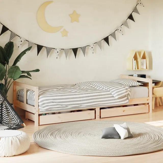 vidaXL Kinderbedframe met lades 80x200 cm massief grenenhout bruin, foto 2