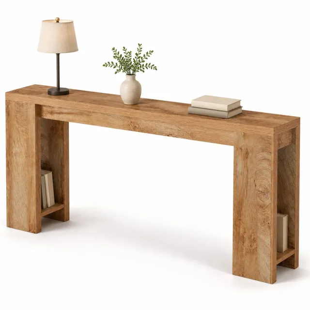 DMG Supply Sidetable - 2 Open Zijvakken - 160 x 30 x 85 cm - Licht Eikenlook Bruin