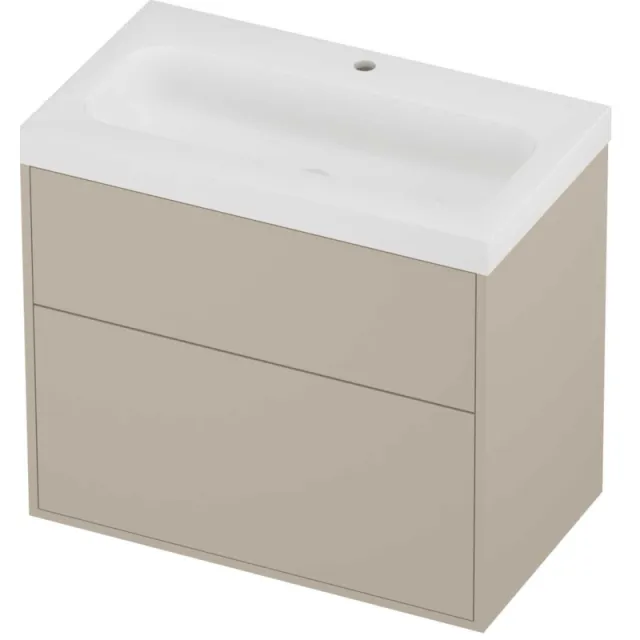 Proline Haga Badmeubelset Polystone Mezza 1 Kraangat Voor Grepen 80x46x73 cm Mat White Soft Linen Beige