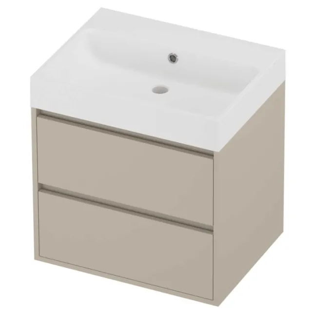 Proline Podium Badmeubelset Polystone Loft 60x46x62 cm Mat White Soft Linen Beige