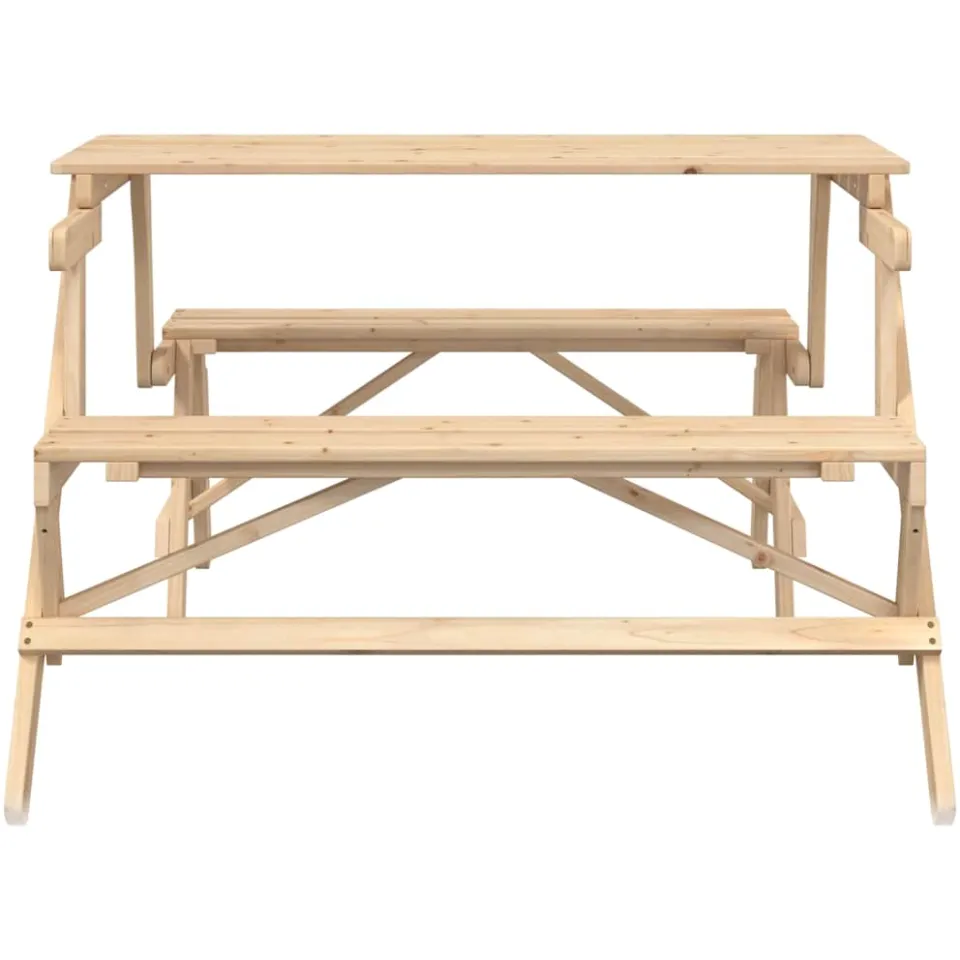 vidaXL Picknicktafel met banken 2-in-1 ombouwbaar massief vurenhout bruin, foto 4