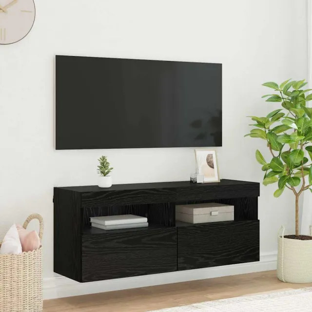 vidaXL TV Wandkast 100 x 30 x 40 cm Zwart Eiken Bewerkt hout