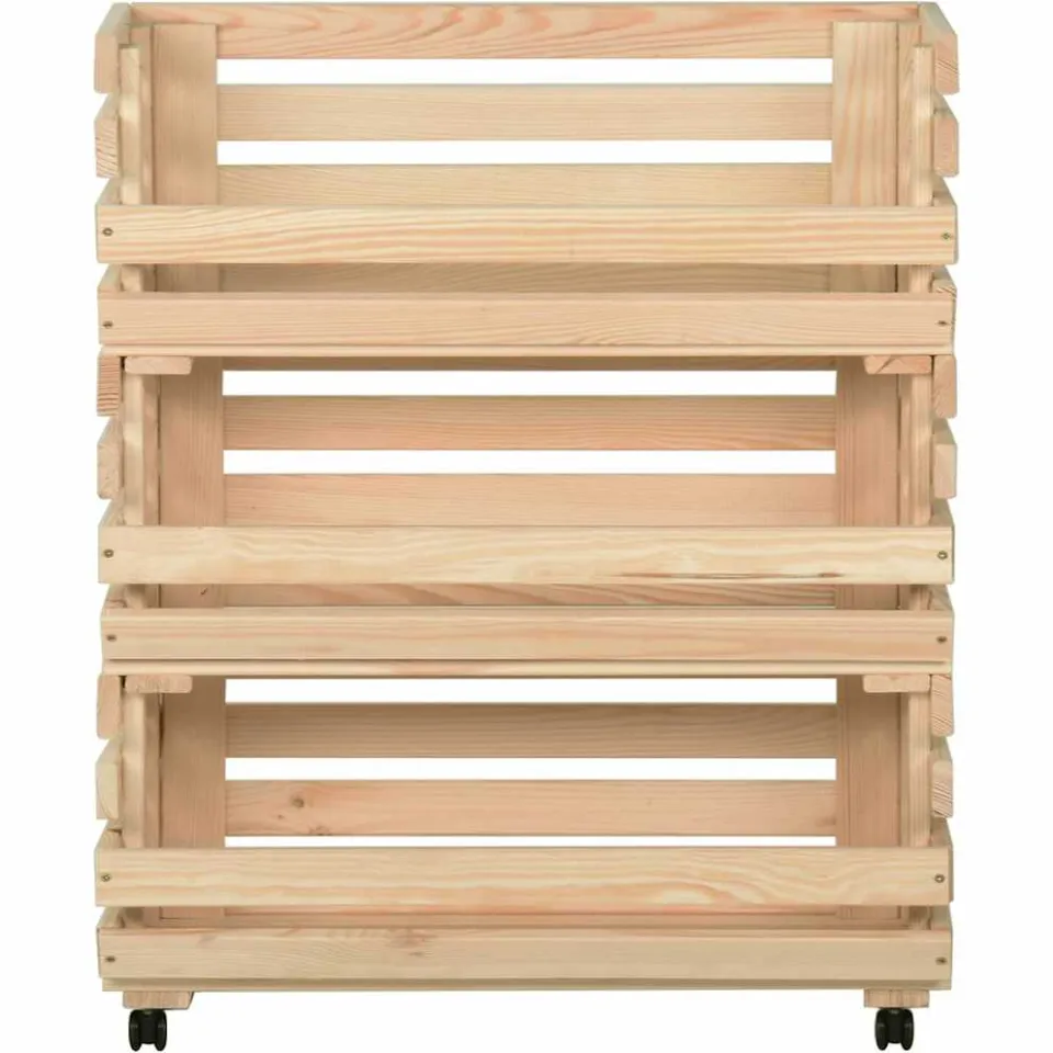 vidaXL Groentetrolley 77x30x80 cm massief grenenhout, foto 2