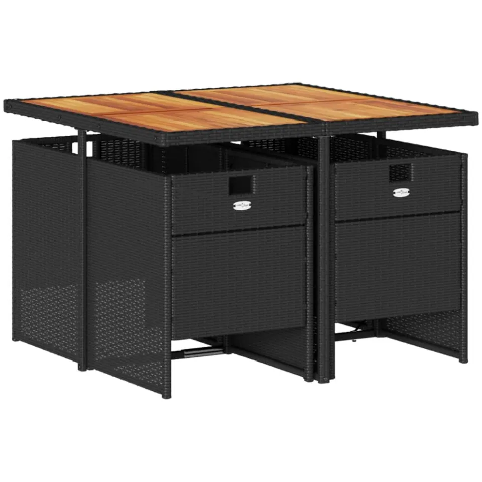 vidaXL 5-delige Tuinset met kussens poly rattan zwart, foto 3