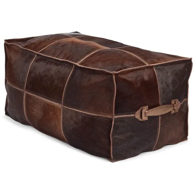 Sheepskin House Kalfsleren Poef – Langwerpig – 45x82x38 cm Brown