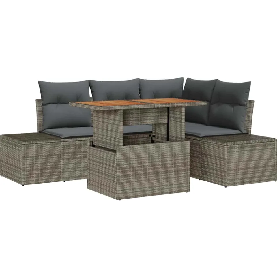 vidaXL Tuin Sofa Set 5 st Grijs Poly riet
