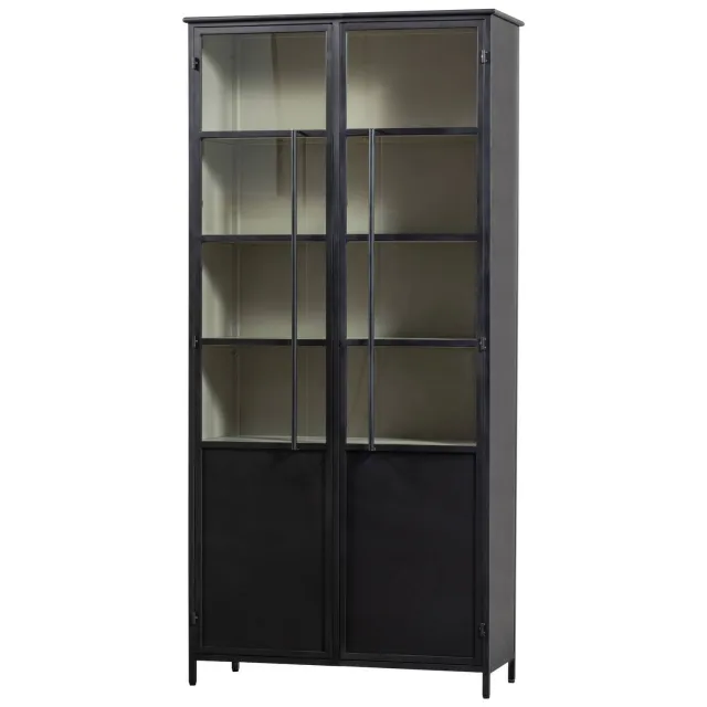 WOOOD Exhibit 2-deurs vitrinekast XL zwart black