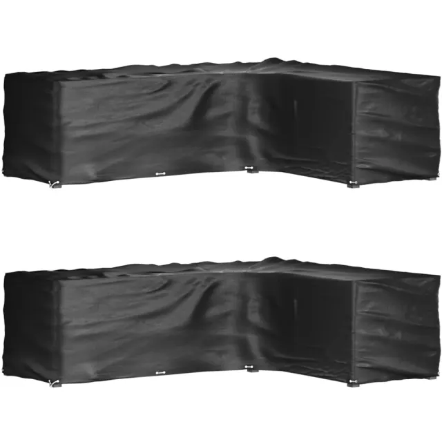 vidaXL Tuinmeubelhoezen L-vormig 2 st 18 oogjes 285x220x80 cm Zwart