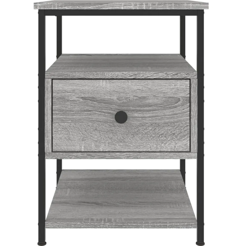 vidaXL Nachtkastje 40x42x56 cm bewerkt hout grijs sonoma, foto 4
