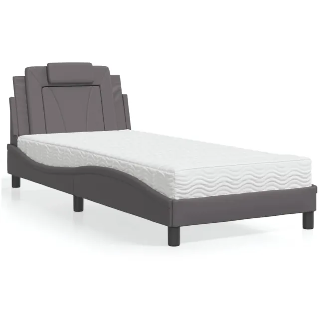 vidaXL Bed "Viana" met matras kunstleer grijs 80x200 cm