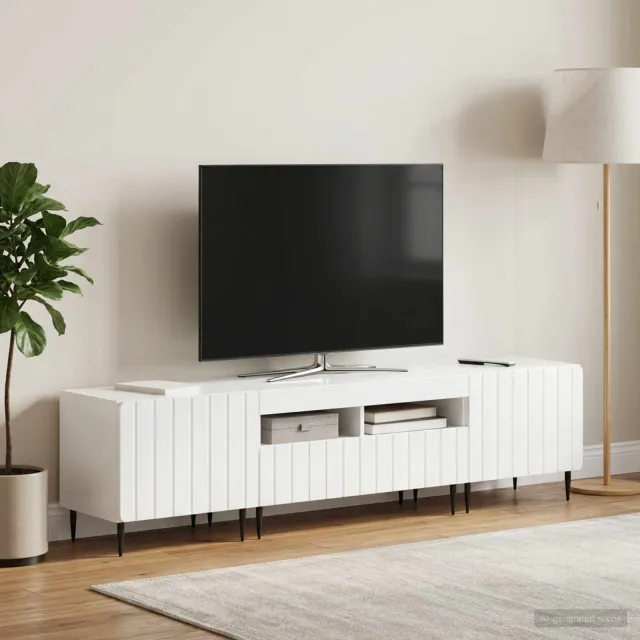 vidaXL 3-delige LED TV-kast ZWOLLE Hoogglans Wit Bewerkt hout