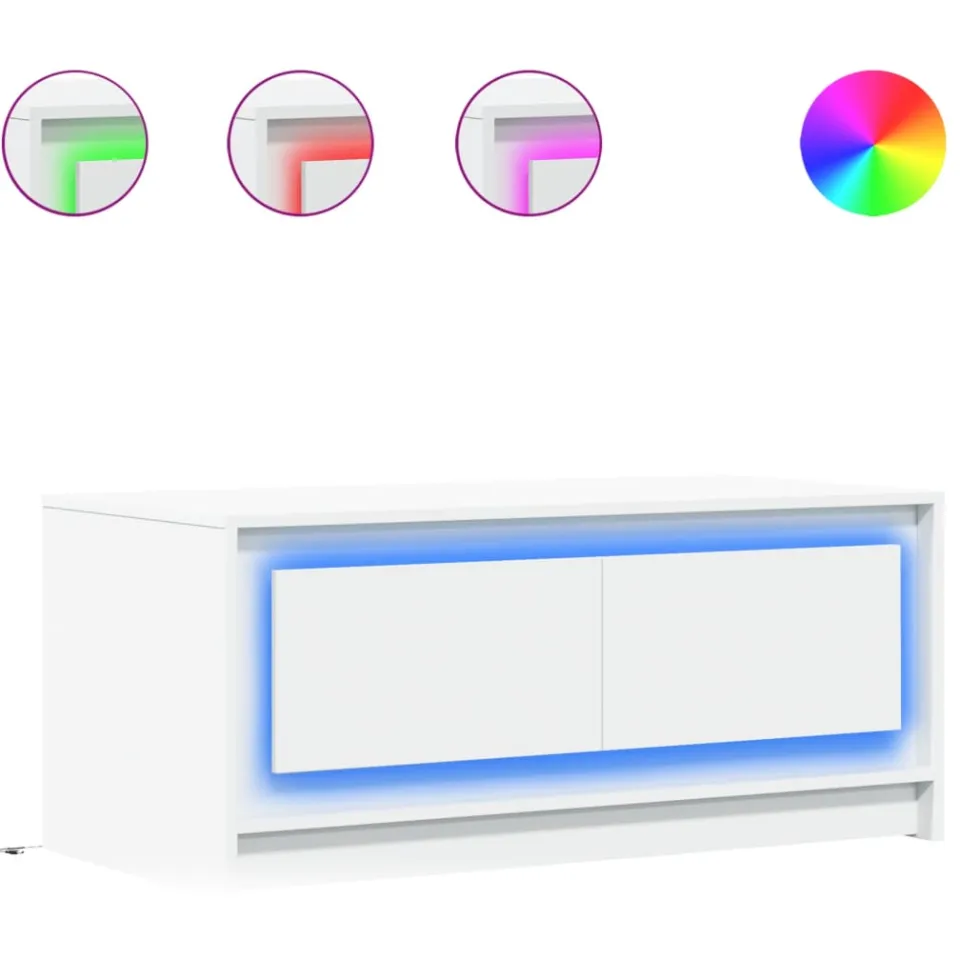 vidaXL Salontafel met LED-verlichting bewerkt hout wit, foto 3