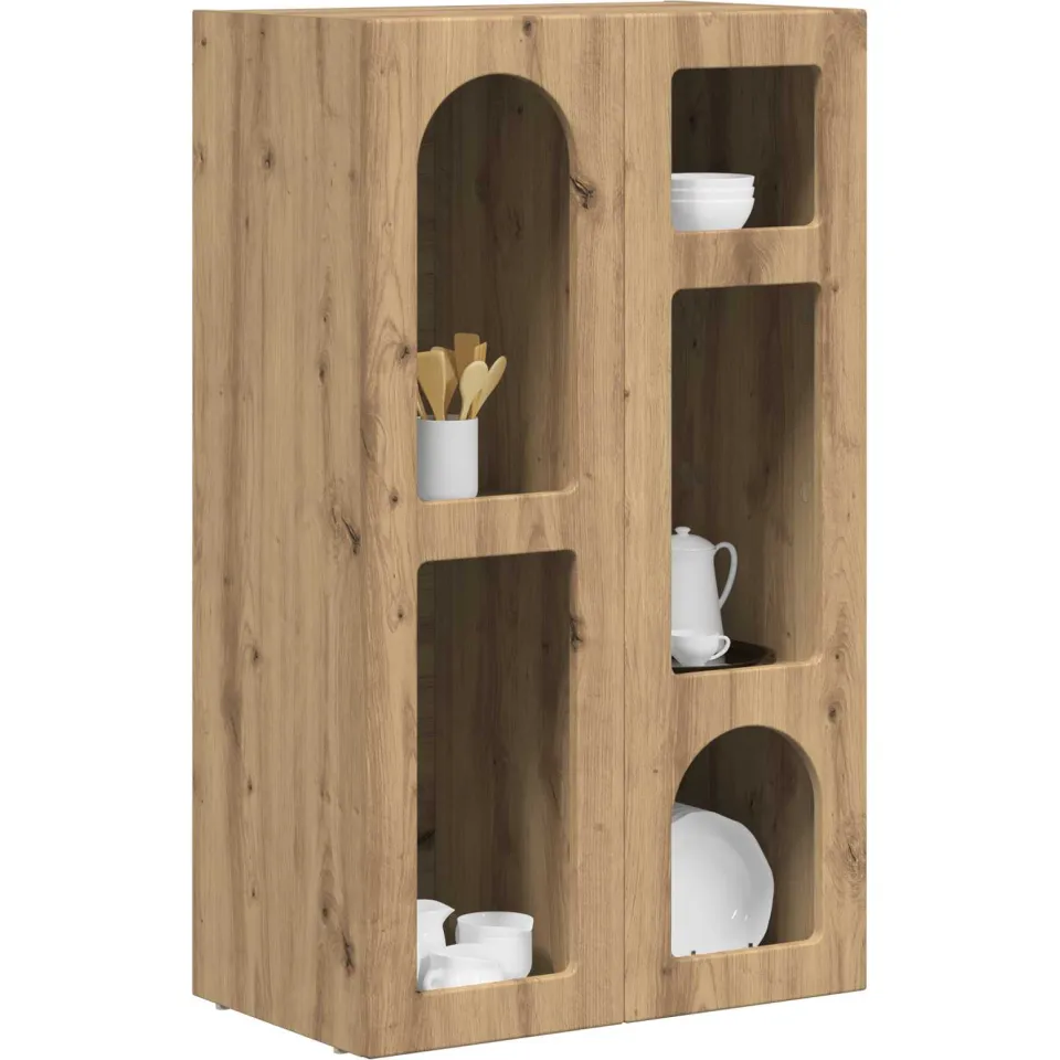 vidaXL Dressoir ELST Artisan Eiken 59 x 35 x 100,5 cm Bewerkt hout Bruin