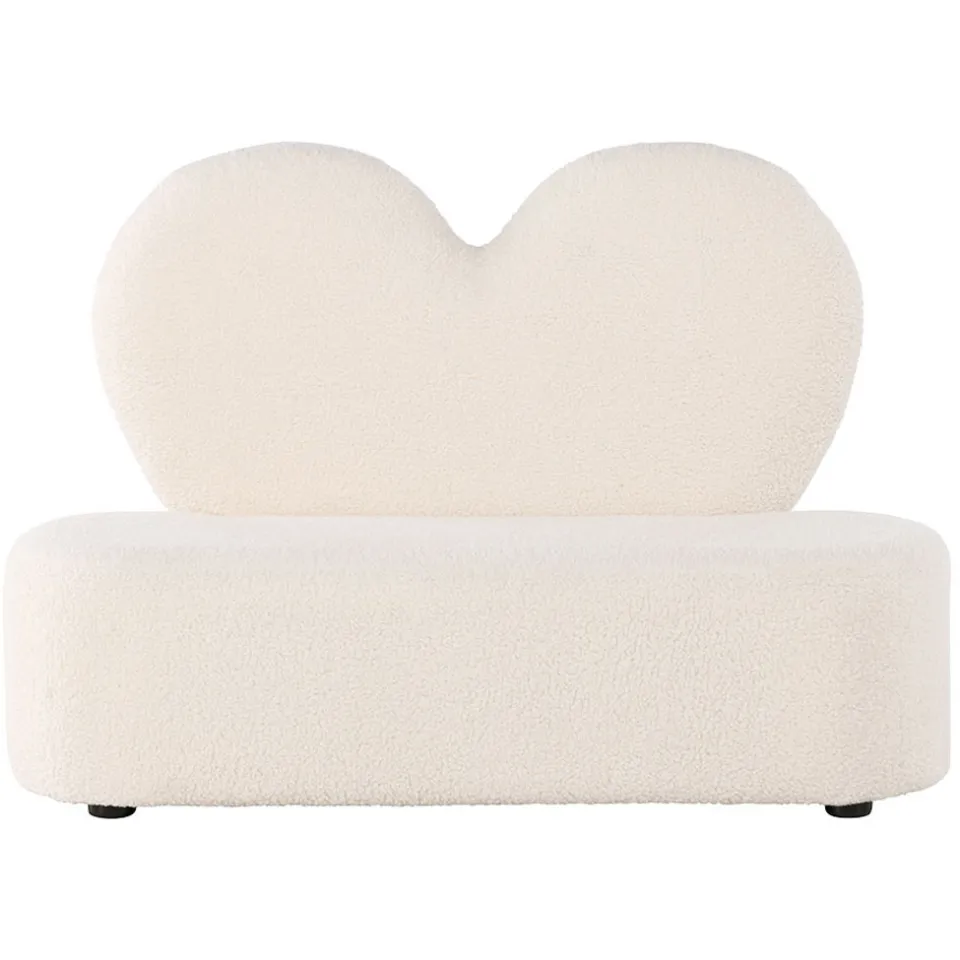 Nest living Aryna kinderbankje teddy wit - met hartvormige rugleuning
