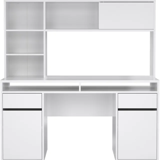 Giga Living Kantoorbureau Function Plus - Wit Hoogglans - 149x48x156cm