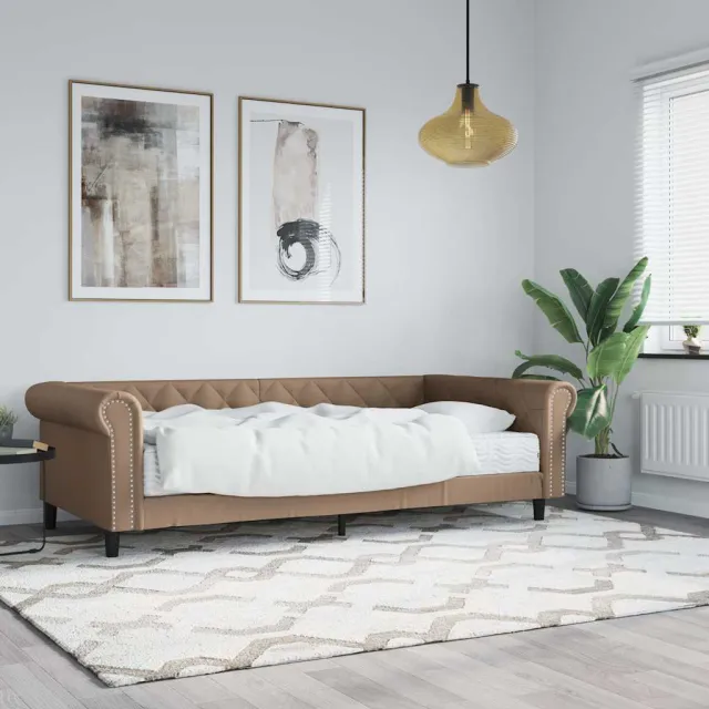 vidaXL Slaapbank met matras 90x200 cm kunstleer cappuccinokleurig Bruin