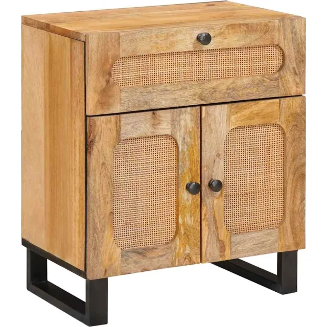 vidaXL Nachtkastje met lade Naturel 50 x 33 x 60 cm Massief Mango Hout Bruin
