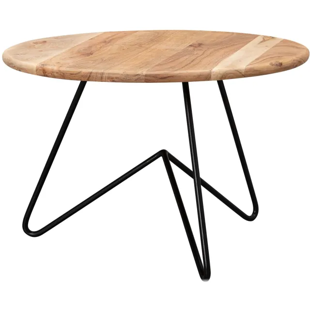 Cosmo Casa Salontafel - Massief acaciahout - Bruin - Stalen onderstel - 60 x 60 x 39,5 cm