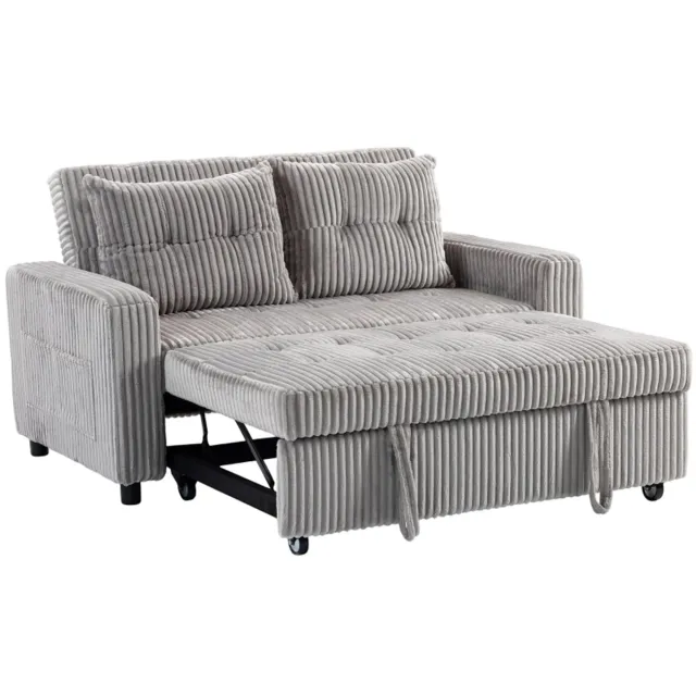 STILVORA Slaapbank 157 Cm - 3-In-1 Uitklapbaar Met Verstelbare Rugleuning En Zijvakken - Voor Woonkamer En Logeerkamer - Polyester Lichtgrijs