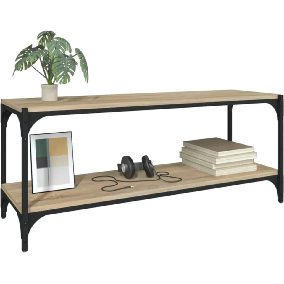 vidaXL Tv-meubel 100x33x41 cm bewerkt hout en staal sonoma eikenkleur, foto 3