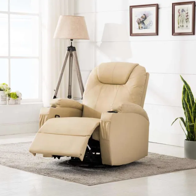vidaXL Massagestoel schommelend kunstleer crèmekleurig, foto 2