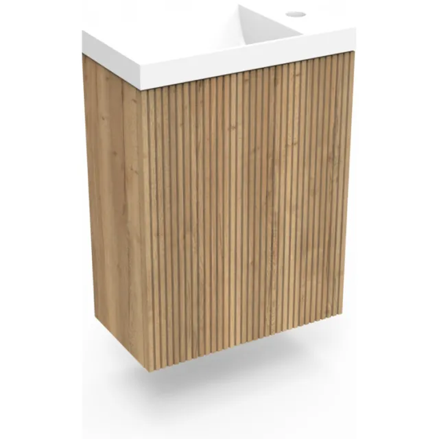 Arcqua Fonteinkast Halifax Oak Arcqua Ridge 40x55x22 cm Incl. Fontein Glans Wit Zonder Overloop