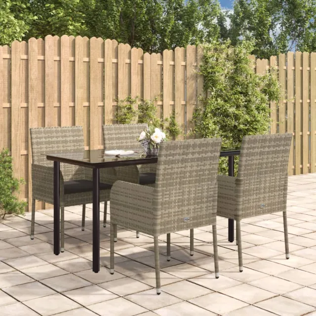 vidaXL 5-delige Tuinset met kussens poly rattan zwart en grijs, foto 2