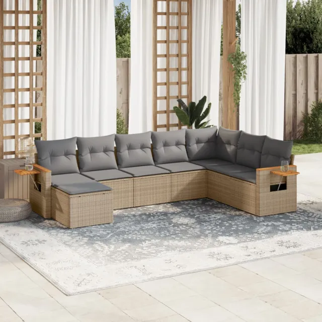 vidaXL Patio Sofa Set 7-zits Beige and Grey, foto 2