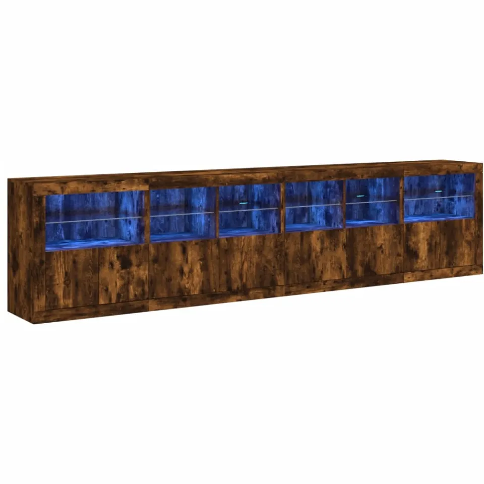 vidaXL Dressoir met LED-verlichting 283,5x37x67 cm gerookt eikenkleur, foto 3