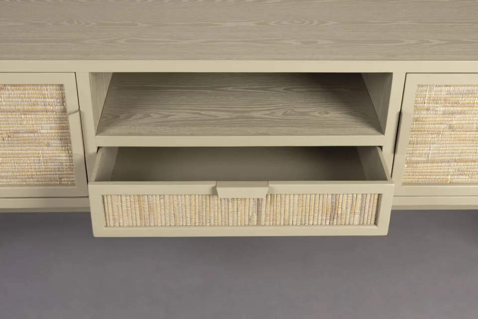 Dutchbone Yasu tv-meubel rattan 148 cm grijsgroen, foto 5