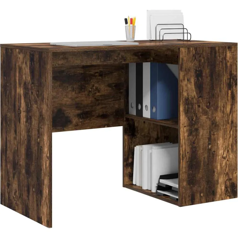 vidaXL Bureau Gerookt eiken 102 x 50 x 75 cm Bewerkt hout Bruin