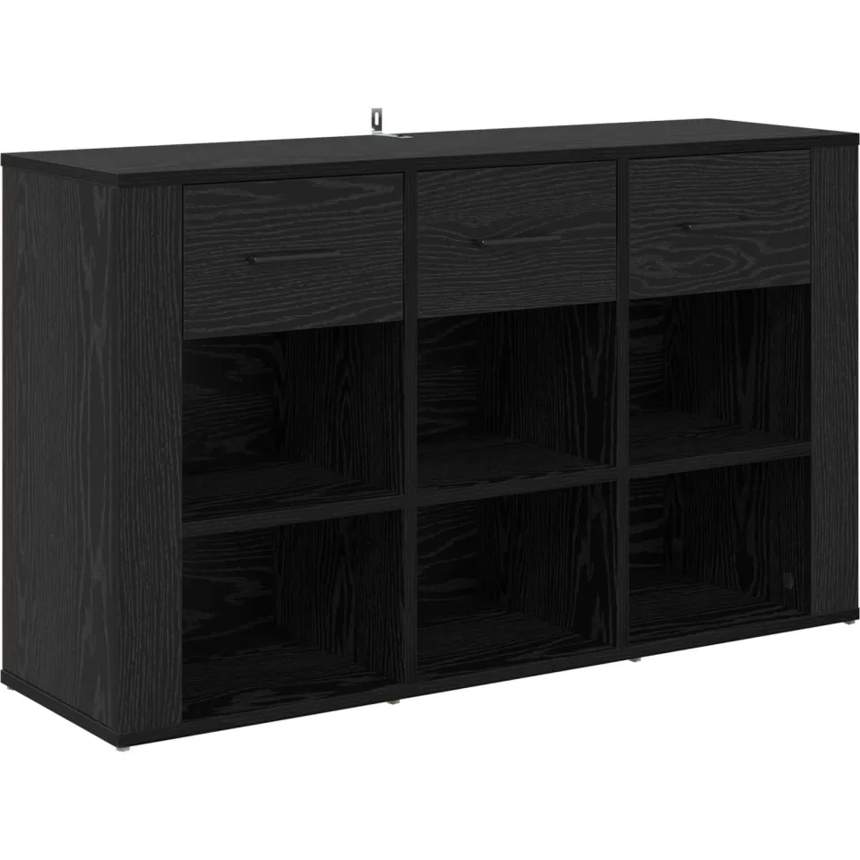 vidaXL Dressoir Zwart Eiken 100 x 30 x 59,5 cm Bewerkt hout, foto 3