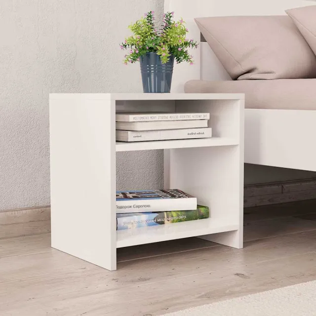 vidaXL Nachtkastjes 2 st 40x30x40 cm bewerkt hout wit, foto 2