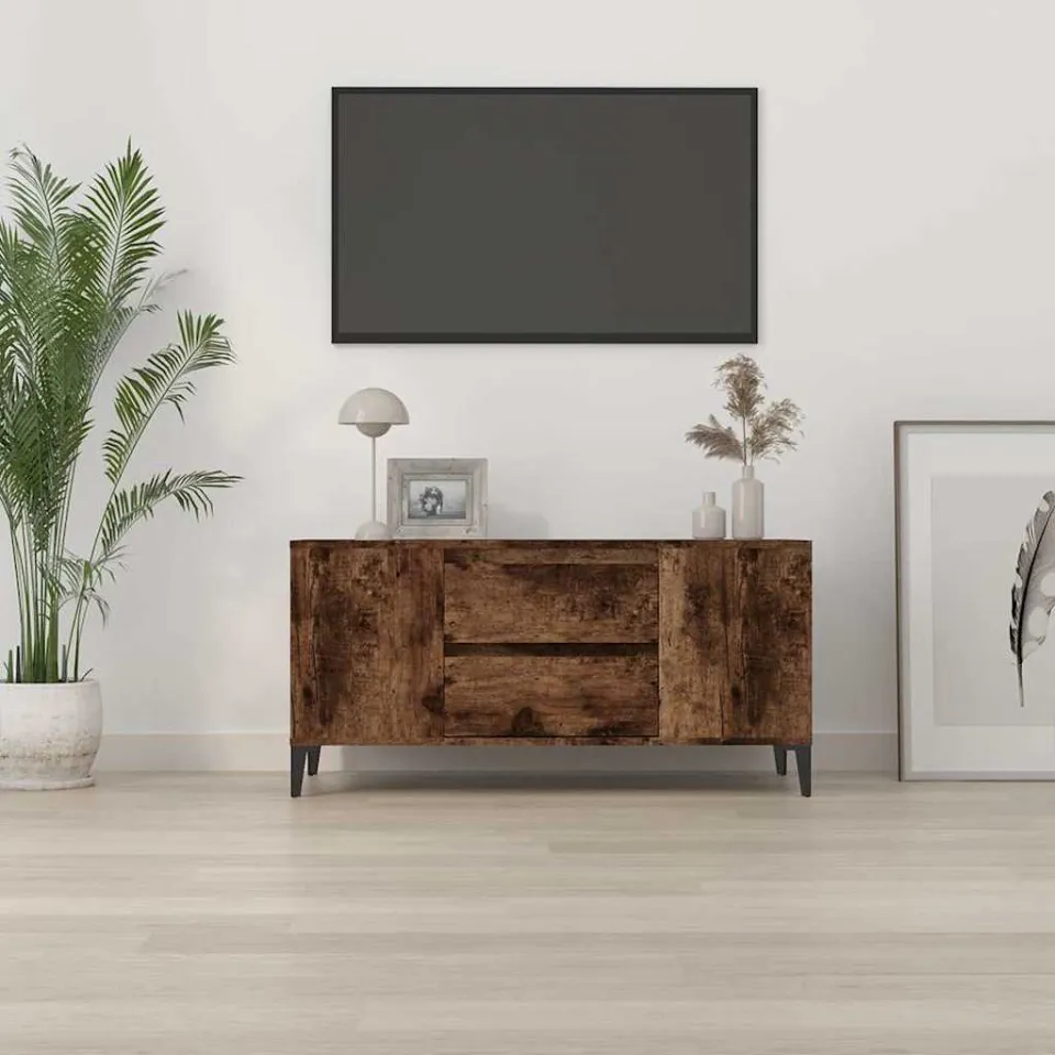 vidaXL Tv-meubel 102x44,5x50 cm bewerkt hout gerookt eikenkleurig, foto 3