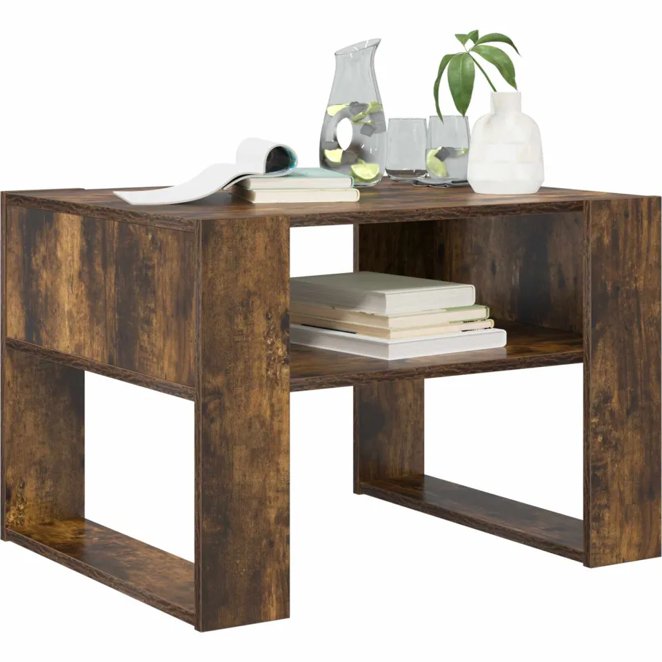 vidaXL Salontafel Gerookt eiken 66 x 53 x 45 cm Bewerkt hout Bruin