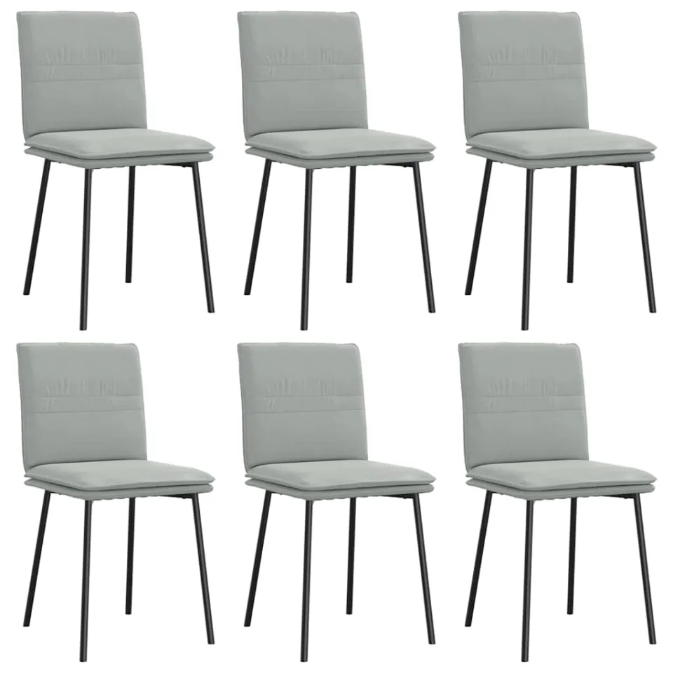 vidaXL Eetkamerstoelen 6 st fluweel lichtgrijs grijs, foto 3